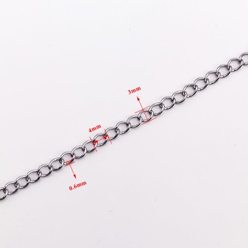 INSPIRELLE 30 Foot Stainless Steel Curb Chains 3mm Tarnish Resistant Extender Chain for Bracelet Necklace Jewelry Making - color: Natural Color - 30 Foot