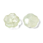 KISSITTY 100pcs Flower Glass Beads Yellow Green Crystal Aesthetic Flowers Drilled Bead Caps Charm Spacers for DIY Necklaces Earrings Bracelets Jewelry Craft Making for Women - color: Yellow Green