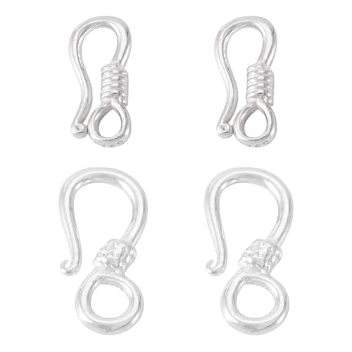 925 Sterling Silver Toggle S Hook Clasp 4 Pcs Metal Raindrop S Link Connector Jewelry End Clasp Connectors Clip 14mm for Bracelet Purse Making DIY Crafts - color: Sterling Silver/Double-Hook Clasp