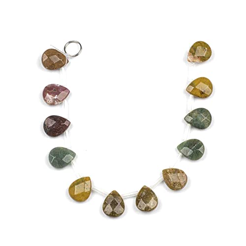 Cherry Blossom Beads Ocean Jasper Beads 12x15mm Faceted Top-Drilled Teardrop - 12 pcs/ 8 Inch Strand - color: Ocean Jasper