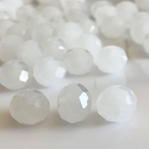 440Pcs 4mm Faceted White Glass Beads for Jewelry Making, Bracelets, Earrings, Wind Chimes, Suncatchers - color: White, size: 4mm