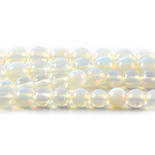 47Pcs 8mm Natural White Synthetic Opal Stone Round Beads Loose Beads Wholesale for Jewelry Making - color: White Opal, size: 8mm
