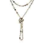 Bead Strand Versatile 60" Long Wrap Necklace - Handmade Knotted Multi Layer Sparkly Crystal, Semi Precious Natural Stone, Lava, Glass Faux Pearl - color: Natural Stone Bead - Amazonite