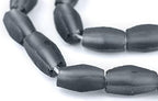 The Bead Chest Charcoal Grey Faceted Cylinder Java Recycled Glass Beads (20x12mm) - color: Charcoal Grey