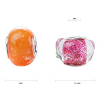 Weebee Murano Glass Beads Large Hole Glass Beads European Lampwork Spacer Charms Bead Silver Plated Cores Bracelet Charm for DIY Crafts Jewelry Making 50 Pcs Mixed