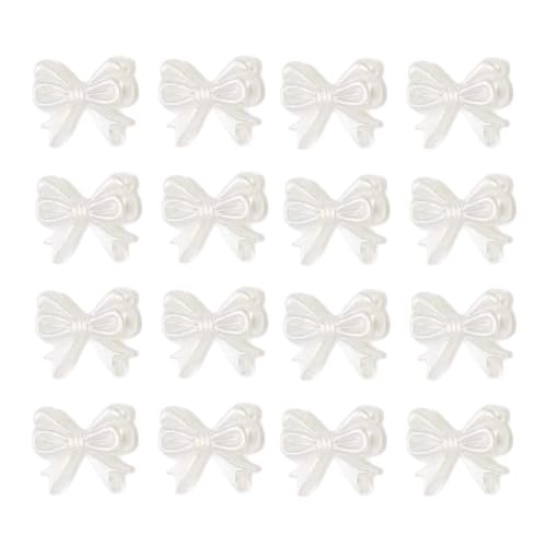 100pcs White Acrylic Bow Beads Imitation Pearl Bowknot Beads for Hair Clip Earring Phone Charms DIY Craft Making