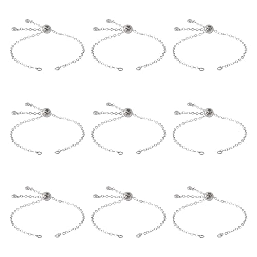 FASHEWELRY 10Pcs Adjustable Slider Bracelet Platinum Cable Chains Bracelet Slider Extender Chains with Cubic Zirconia Ends for Woman Jewelry Making, 7.87 Inch Long - color: Platinum Cable Chains, size: 7.87"