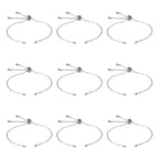 FASHEWELRY 10Pcs Adjustable Slider Bracelet Platinum Cable Chains Bracelet Slider Extender Chains with Cubic Zirconia Ends for Woman Jewelry Making, 7.87 Inch Long - color: Platinum Cable Chains, size: 7.87"