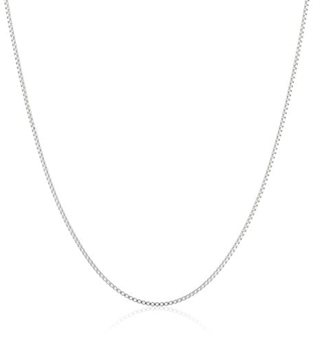 Amazon Essentials Sterling Yellow Gold or Silver Thin 0.8mm Box Chain Necklace - color: Silver, size: 20"