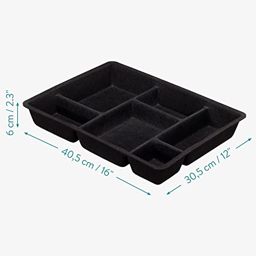 Navaris Felt Drawer Organizer Tray - Tidy Desk Drawers, Office Supplies, Jewelry, Cosmetics, Small Personal Items and Accessories - Black - color: Black