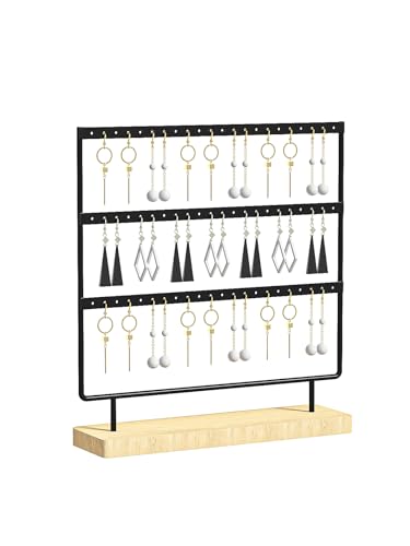 Earring Holder Organizer,Pierced Large Earrings Display Stand For Selling,Small Stud Earring Organizer Rack,Hoop Earring Storage Hanger Tree (Black, 3 tier) - color: Black, size: 3 tier