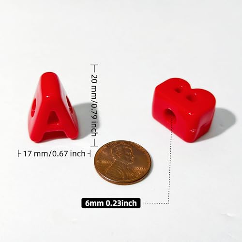 26PCS Large 6mm Hole Letter Beads, 20mm Acrylic Beads A to Z,for DIY Jewelry Making Kit Friendship Bracelet Key Chain and Bag Charm (26 A to Z Red) - color: 26 A to Z Red