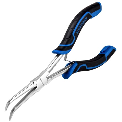 SPEEDWOX Long Reach Bent Needle Nose Pliers With Smooth Jaw Angled Needle Nose Pliers For Jewelry Making Fish Bone Pliers Tweezers Bent Chain Nose Pliers For Wire Bending And Small Object Gripping - style: bendt needle nose pliers smooth jaw