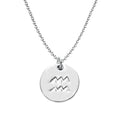 925 Sterling Silver Zodiac Necklace Disc Charm Necklace Gift for Your Wife Girlfriend or Family Member - style: Aquarius