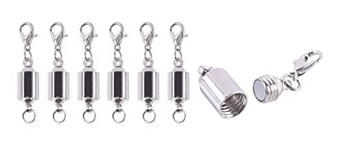 KONMAY 10 Sets Rhodium Screw-in Magnetic Necklace Clasps, Safety Magnetic Converter Clasps for Jewelry Making - color: Rhodium