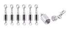 KONMAY 10 Sets Rhodium Screw-in Magnetic Necklace Clasps, Safety Magnetic Converter Clasps for Jewelry Making - color: Rhodium