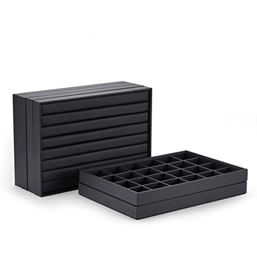 Oirlv Black Leather Jewelry Display Tray 12 Grid Jewelry Drawer Organizer Bracelet Bangle Organizer Independent Storage - style: P01702