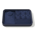 Oirlv Jewelry Display Tray for Vendors Velvet Jewelry Tray with Compartments for Rings and Necklaces(Blue) - color: Blue P21702