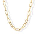 PAVOI 14K Gold Plated Chunky Chain Choker Necklaces for Women | Gold Statement Graduated Link Chain Necklace | Bold Oval Link Barbell Links Paperclip Chains - style: Paperclip