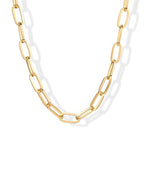 PAVOI 14K Gold Plated Chunky Chain Choker Necklaces for Women | Gold Statement Graduated Link Chain Necklace | Bold Oval Link Barbell Links Paperclip Chains - style: Paperclip