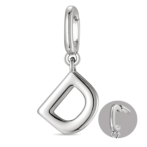 OVRUNS Initial Charm for Women,Letter Bracelet Necklace Charms Alphabet Pendant Charms With Clasp - color: Silver, style: Letter D