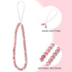 Semi-Precious Gem Stones Beaded Phone Charm Cell Phone Lanyard Wrist Strap Handmade Natural Gemstone Phone Chain string - color: Rhodonite