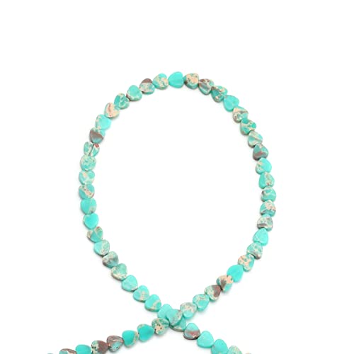 6mm Natural Green Imperial Jasper Stone Beads Heart Shape Cute Fine Gems Spacer Beads Fit Jewelry Making DIY Exquisite Necklace Bracelet Accessory - color: Green Imperial Jasper