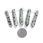 50mm Natural Kiwi Jasper Hexagonal Wand Jewelry Making Crystal Pointed Chakra Reiki Healing Beads 2mm Hole Drilled(Pack of 5) - color: Kiwi Jasper