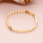 Tila Beaded Stretch Strand Bracelets for Women, Cute Boho Stackable Handmade Colorful Mixed Flat Square Beads Elastic Beach Surfer Bracelet Trendy Jewelry Friend Gift - color: 0901B