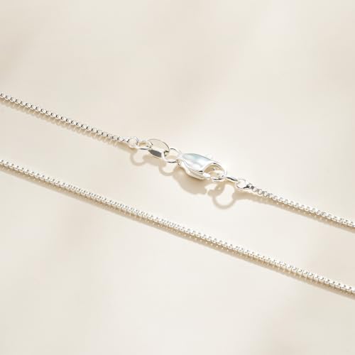 925 Sterling Silver Chain for Women, Diamond Cut 1mm Box Chain Lobster Claw Clasp Silver Jewelry Gifts for Women Mom Girlfriend - size: 18 Inches
