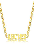 GoldChic JEWELRY Name Necklace Personalized for Men, Womens Custom Name Plate Chain, Stainless Steel Customized Old English Nameplate Choker with Curb Chains Custom, 16 inches to 30 inches - color: Curb Chain 4 mm - Gold(Small Pendant)