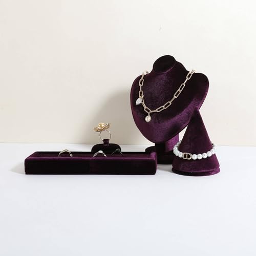 Velvet Necklace display stand for Selling, Jewelry Bust Mannequin for Show, Small Necklace Holder Stand【Purple】 - color: Purple