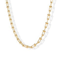 PAVOI 14K Gold Plated Chunky Chain Choker Necklaces for Women | Gold Statement Graduated Link Chain Necklace | Bold Oval Link Barbell Links Paperclip Chains - style: U-Shaped