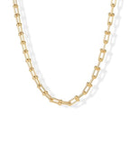 PAVOI 14K Gold Plated Chunky Chain Choker Necklaces for Women | Gold Statement Graduated Link Chain Necklace | Bold Oval Link Barbell Links Paperclip Chains - style: U-Shaped