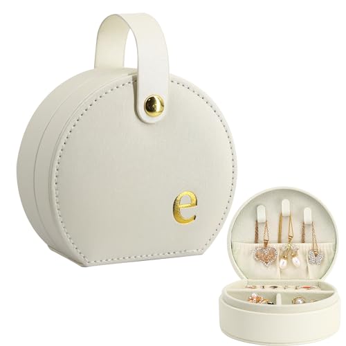 COLLECTIVE HOME - Travel Jewelry Case, Elegant Half-Moon Design with Gold Monogram, Detachable Handle, Personalized Accessory Organizer, Gift for Fashion-Forward Women and Teens (e) - color: e