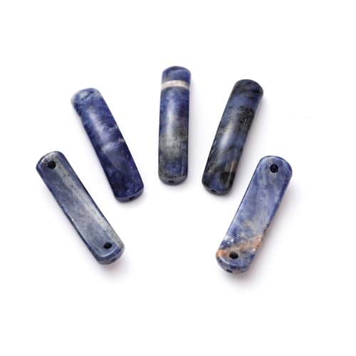 5PCS Natural Blue Sodalite Stone Rectangle Curved Beads Gemstone Pendants Connectors for DIY Bracelet Neclace Jewelry Making - color: Blue Sodalite