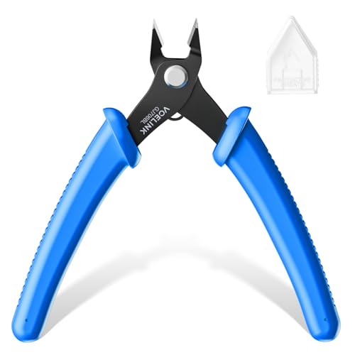 VCELINK Small Wire Cutter Spring-loaded GJ706BL, Precision Flush Cutter Pliers Diagonal Cutters for Electronics, Jewelry Making, Model Craft and 3D Printer, 5-Inch - color: Blue