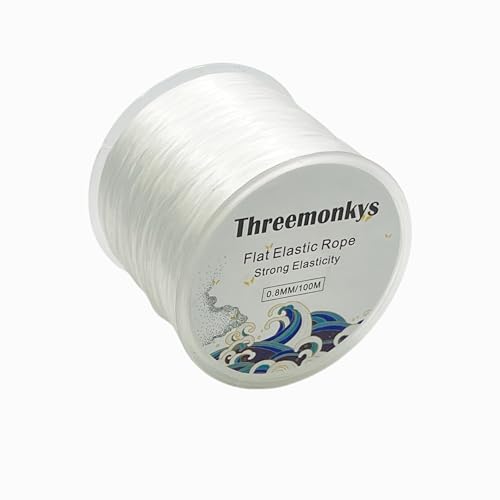Flat Elastic Line 0.8 mm Elastic Bracelet Rope Bead Rope for String Jewelry Production and Bracelet Production (100 m) - size: 1 pack