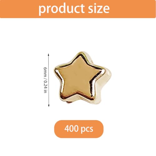 400 Star Shape Spacer Beads - 6mm Star Spacer Beads Accessories (Gold) - color: Gold