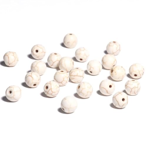 Yochus 60pcs White Turquoises Beads，6mm Healing Power Natural Stone Round Loose Beads for Jewelry Making Earring Necklace DIY Crafts - color: White Turquoises, size: 6mm 60beads