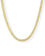 PAVOI 14K Gold Plated Curb Paperclip Box Sphere Bead Snake Herringbone and Figaro Chain Adjustable Necklace - style: Snake-L