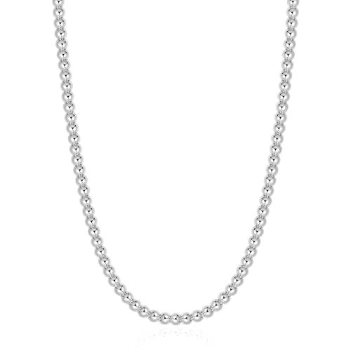 AMITER Stainless Steel Bead Necklace, 3mm/ 4mm/ 5mm/ 6mm/ 8mm Ball Beaded Chain Necklaces for Women & Men - size: 22 Inches, style: 5mm Silver