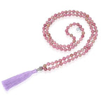 Adabele Premium 108 Mala Beads Malas Necklace - Natural Healing Gemstone Tibetan Buddhist Japa Prayer Meditation Reiki Chakra Stone Quartz Rock Women Men Jewelry - style: Pink Rhodonite