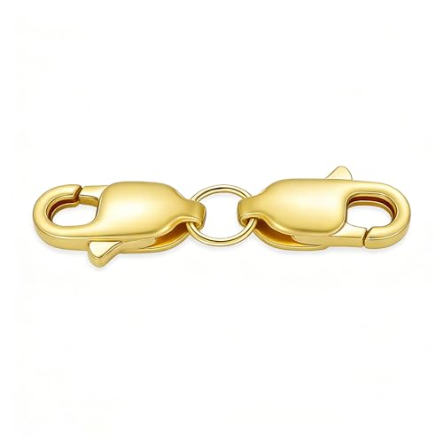 14K Yellow Gold Jewelry Clasp Necklace Extender, Double Lobster Clasp Bracelet Extension Connector for DIY Necklace Bracelet Anklet Jewelry Making, 14K Gold Double Spring Clasp (Style 7) - style: Style 7