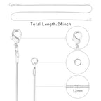 Topacket 24 Pack Necklace Chains Bulk,Silver Plated Snake Necklace Chains for Jewelry Making 24 Inches - color: Silver, size: 24inches