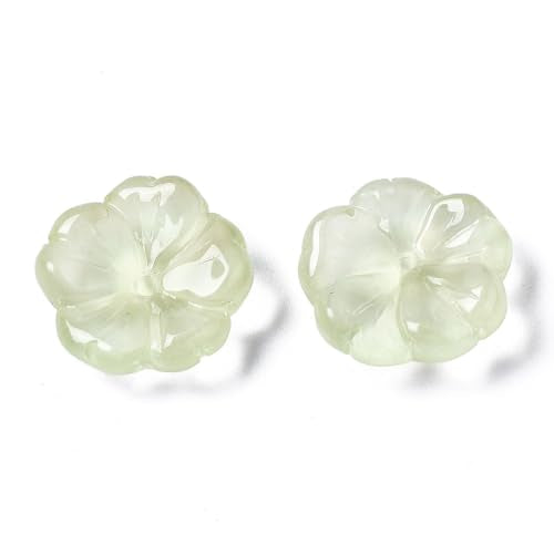 KISSITTY 100pcs Flower Glass Beads Yellow Green Crystal Aesthetic Flowers Drilled Bead Caps Charm Spacers for DIY Necklaces Earrings Bracelets Jewelry Craft Making for Women - color: Yellow Green