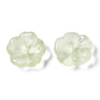 KISSITTY 100pcs Flower Glass Beads Yellow Green Crystal Aesthetic Flowers Drilled Bead Caps Charm Spacers for DIY Necklaces Earrings Bracelets Jewelry Craft Making for Women - color: Yellow Green
