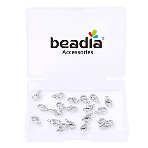 BEADIA Platinum Plated Lobster Clasps Non Tarnish 10mm 20pcs for Jewelry Making Findings - color: Lobster Clasps Platinum, size: 10mm