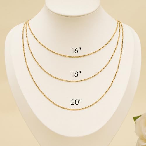 Gold Stainless Steel Necklace Chain Bulk 12 Pcs Curb Cuban Necklace Jewelry Chain for Women Men - color: Gold Curb, size: 16 Inches