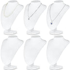 Huquary 6 Pcs Necklace Display Stand Necklace Holder Jewelry Bust Display Stands for Selling Home Store Trade Shows Photography Props Retail(White,Velvet) - color: White